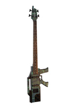 Charger l'image dans la galerie, Glen Burton USA AK47 shaped 4 string electric bass guitar with camouflage finish and black hardware
