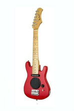 Charger l'image dans la galerie, Red De Rosa USA kids electric guitar with built-in speaker and maple neck, perfect starter instrument with included accessories.
