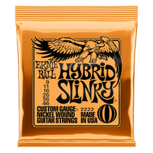 Load image into Gallery viewer, ERNIE BALL 2222 HYBRID SLINKY NICKEL WOUND ELECTRIC GUITAR STRINGS - 9-46 GAUGE-(6631382515906)
