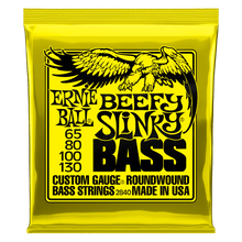 Load image into Gallery viewer, ERNIE BALL 2840 BEEFY SLINKY NICKEL WOUND ELECTRIC BASS STRINGS - 65-130 GAUGE-(6636868468930)
