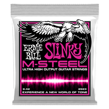 Charger l'image dans la galerie, ERNIE BALL SUPER SLINKY 2923 M-STEEL ELECTRIC GUITAR STRINGS - 9-42 GAUGE-(6924730630338)
