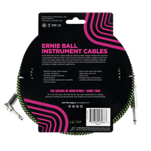 Charger l'image dans la galerie, ERNIE BALL 25' BRAIDED STRAIGHT / ANGLE INSTRUMENT CABLE - BLACK / GREEN P06066-(6710062514370)
