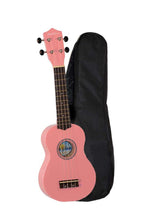 Charger l'image dans la galerie, Hula Beach USA colorful soprano basswood ukulele with rosewood fingerboard and black gig bag

