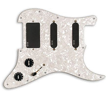 Load image into Gallery viewer, EMG Kirk Hammett Strat Pickguard Setup KH20 Black - S/S/81 combo w/White Pearloid 3 Ply Pickguard-(6580325417154)
